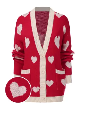 1950s Button Heart Dot Knitted Cardigan