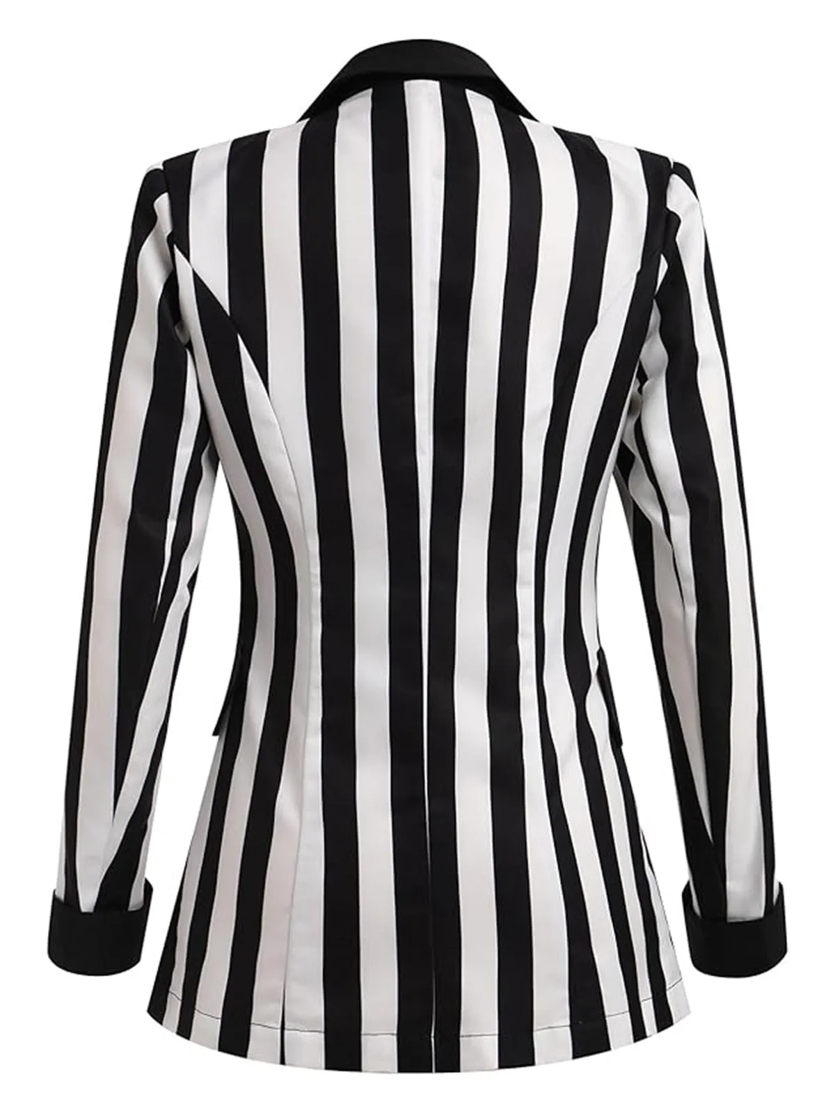 1950s Lapel Contrast Black & White Stripes Blazer