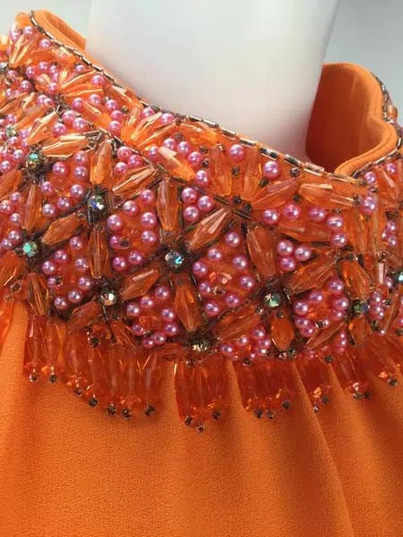 1960s Gino Charles by Malcolm Starr Silk Orange Tunic