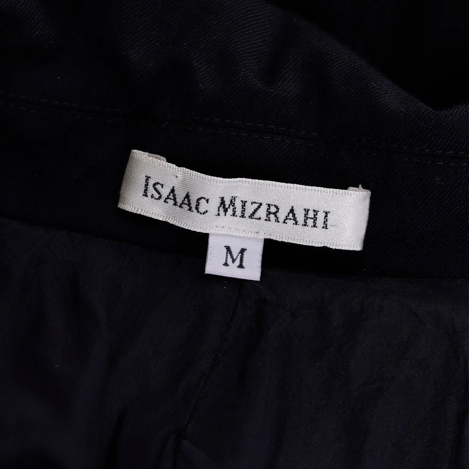 1990s Isaac Mizrahi Black Wool Trench Coat w/ Ties