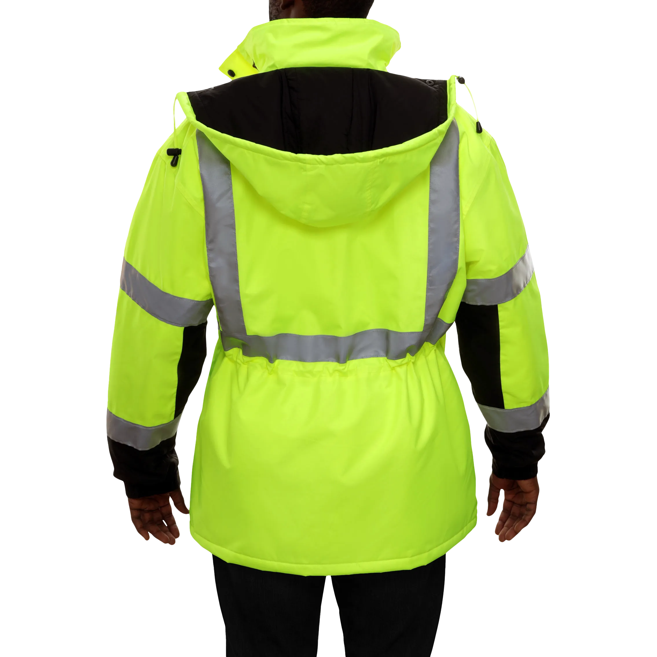 433STLB Safety Jacket: ThinsulateTM Parka: Breathable Waterproof Hooded: 2-Tone Lime