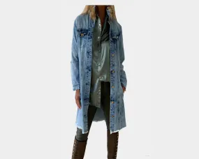 44 Faux-Fur Denim Cape Long Jacket - The Park Avenue