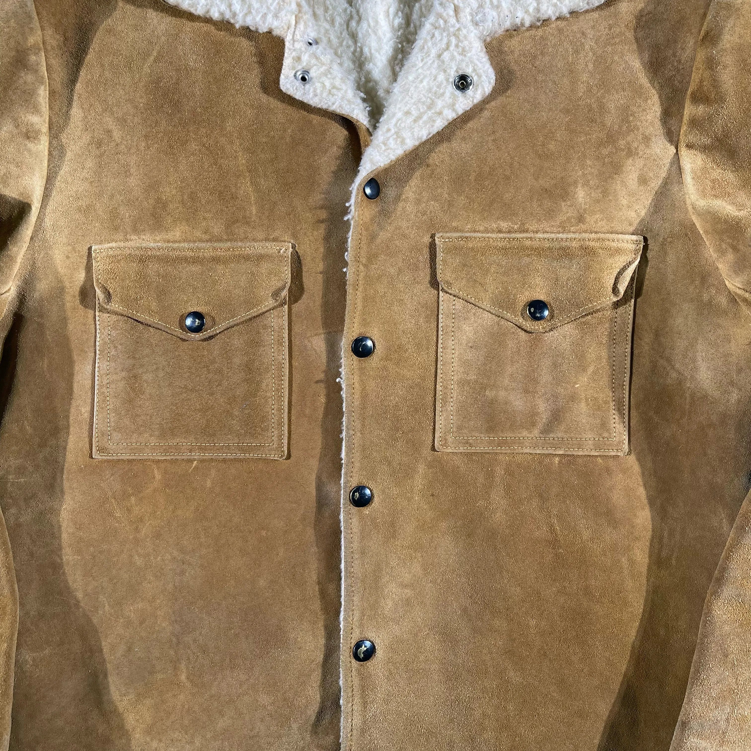 60s Sherpa Lined Suede Jacket- L