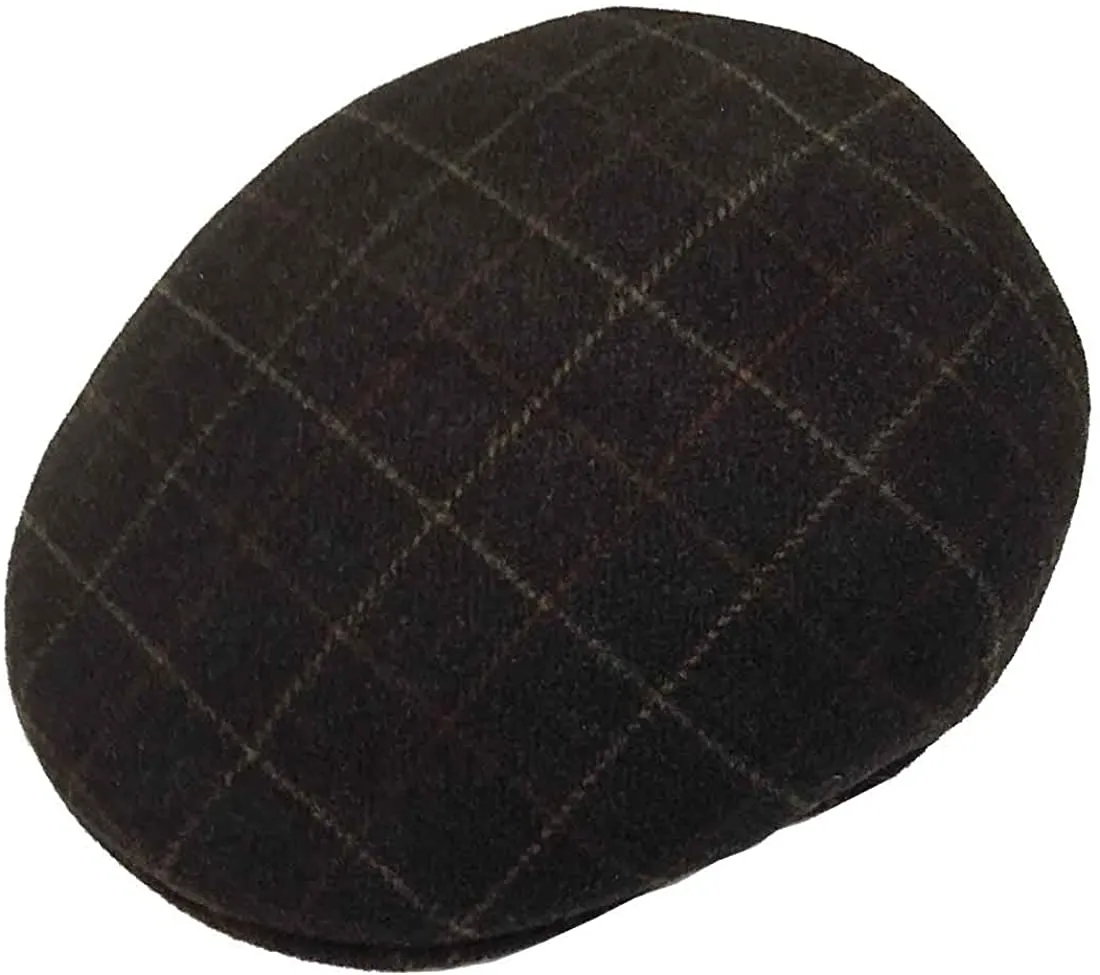 A--Capas Headwear Italian Cuffley Windowpane Wool Cap, Style#1115