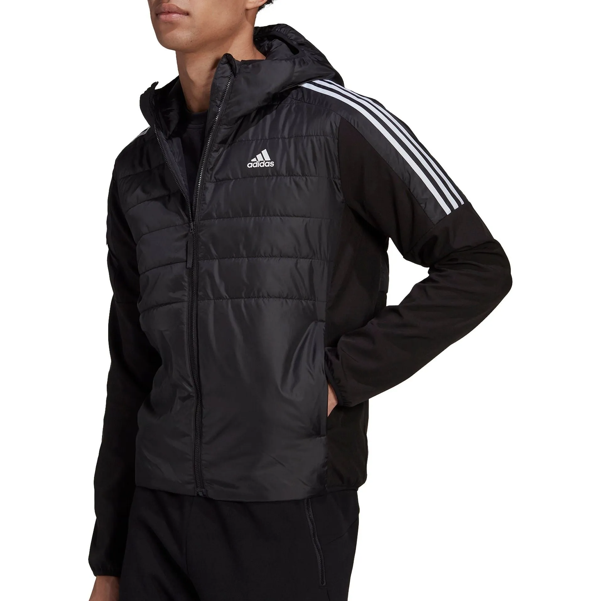 adidas Essentials Insulated Hooded Mens Hybrid Jacket - Black