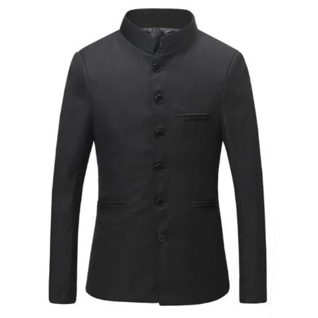 Aidase Dragon Embroidery Men Chinese Style Tunic Suit Jacket Mandarin Stand Collar New  Kung Fu Uniform Coat Single Breasted Black