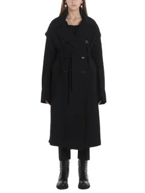 Ann Demeulemeester Ruffle Sleeve Belted Trench Coat