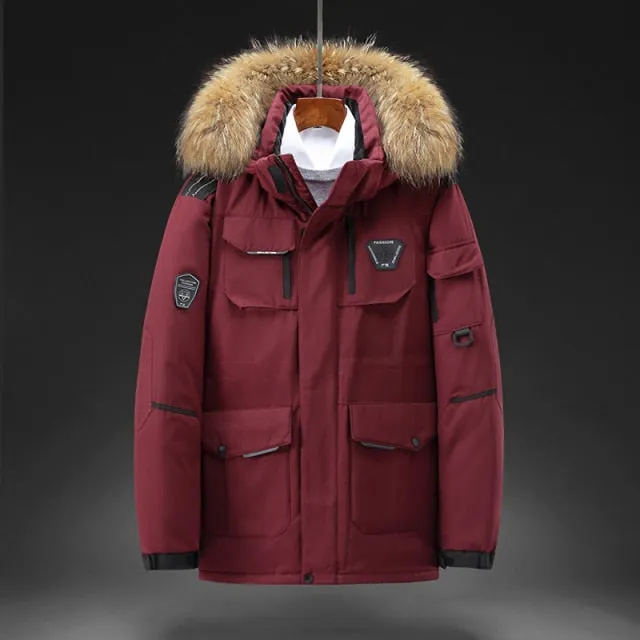 AshoreShop Men's Winter Warm White Duck Down Parka Jacket