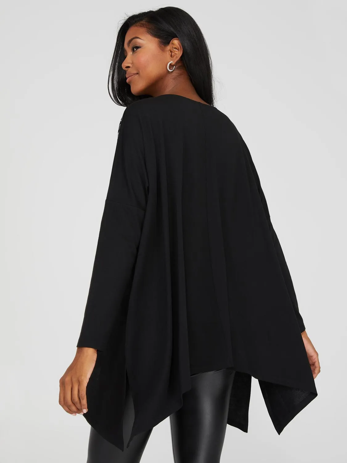 Asymmetrical Tunic Top With Rhinestone Details