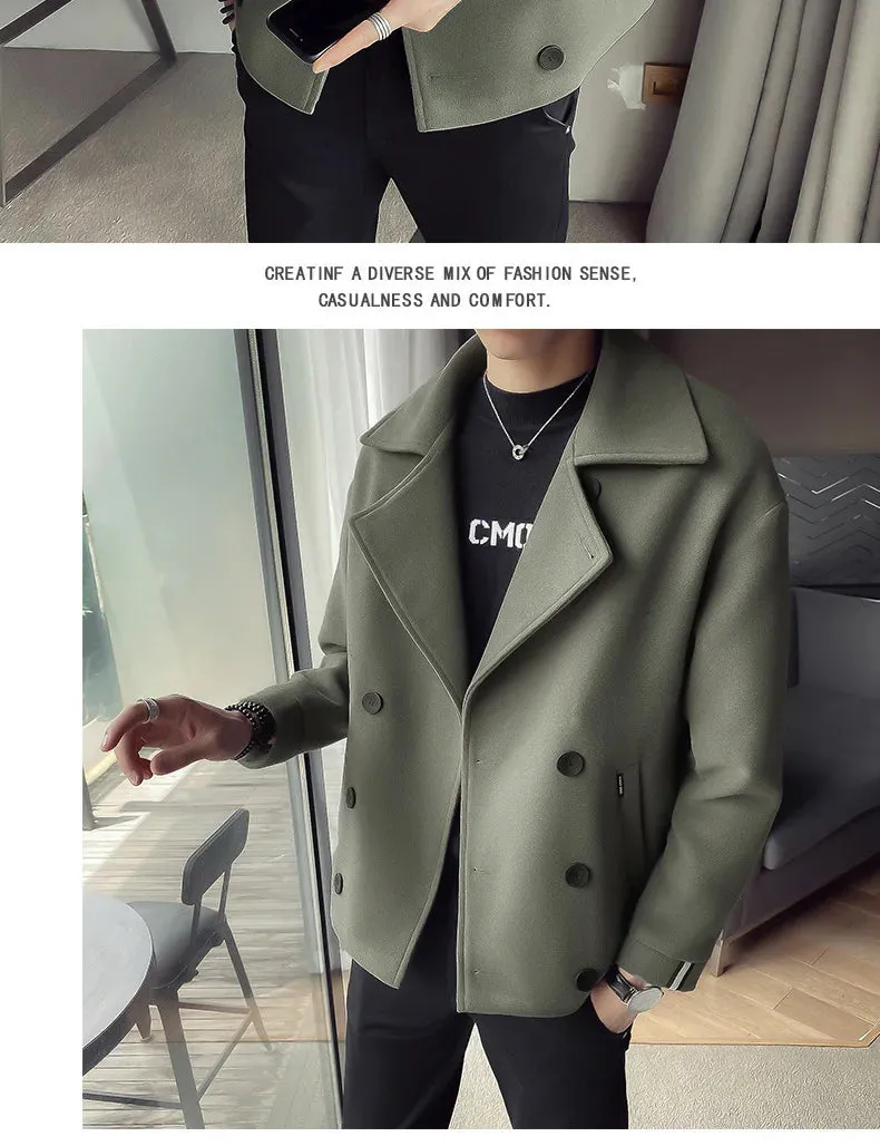 Autumn And Winter New Men's Trench Coat Jacket Casual Warm Wool Coat