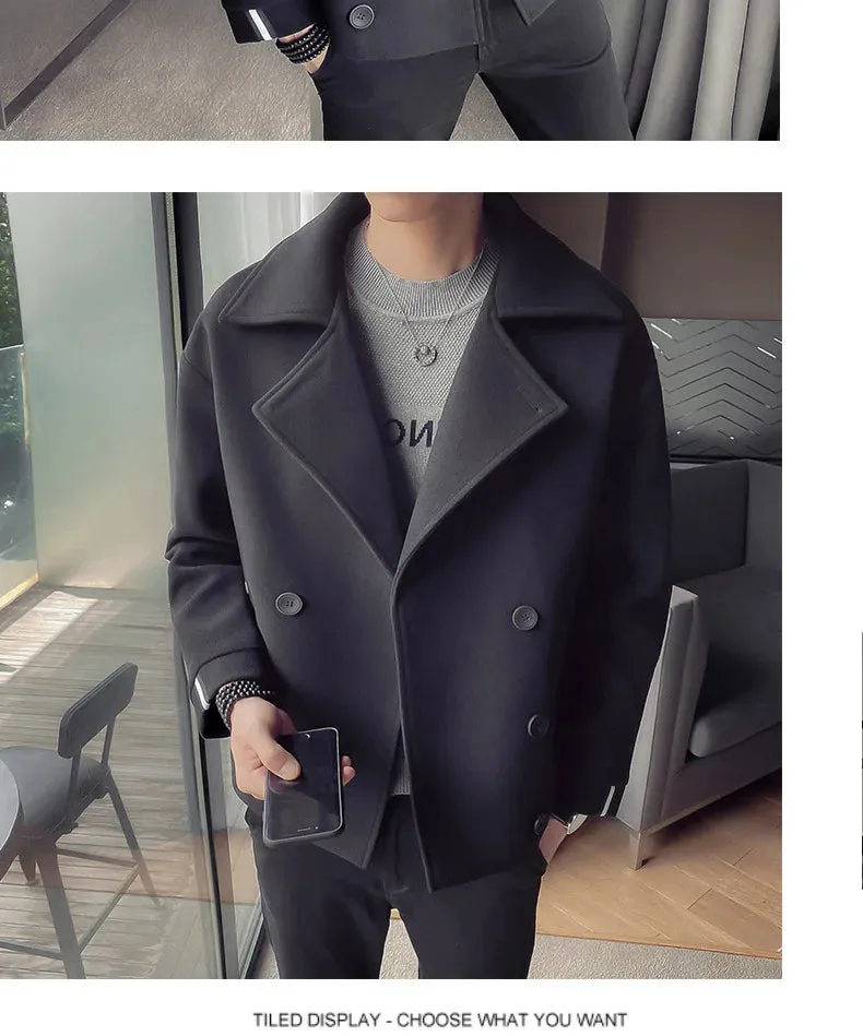 Autumn And Winter New Men's Trench Coat Jacket Casual Warm Wool Coat