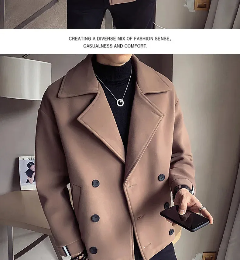 Autumn And Winter New Men's Trench Coat Jacket Casual Warm Wool Coat