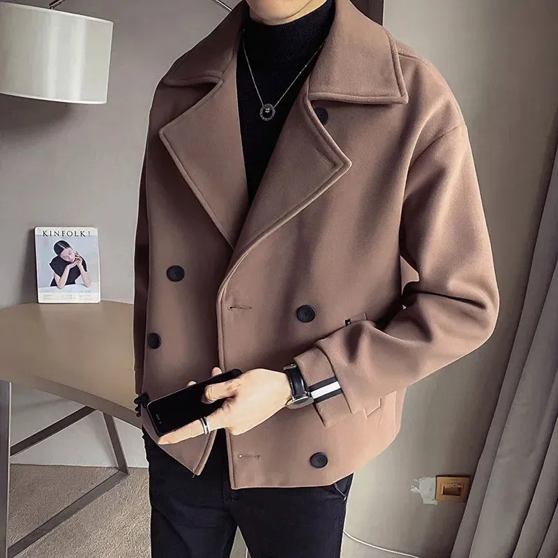 Autumn And Winter New Men's Trench Coat Jacket Casual Warm Wool Coat