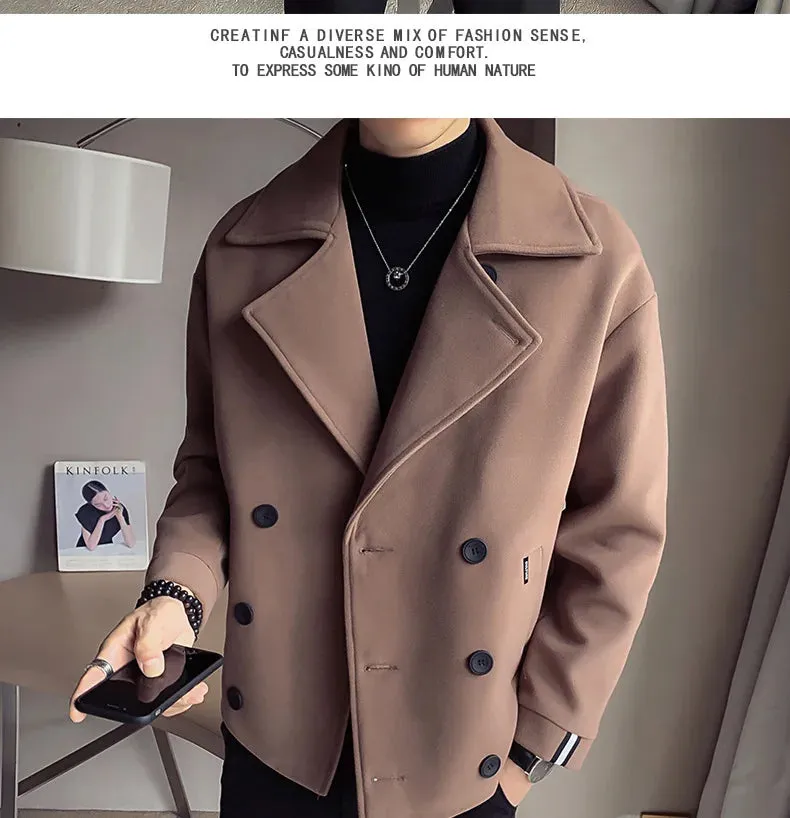 Autumn And Winter New Men's Trench Coat Jacket Casual Warm Wool Coat