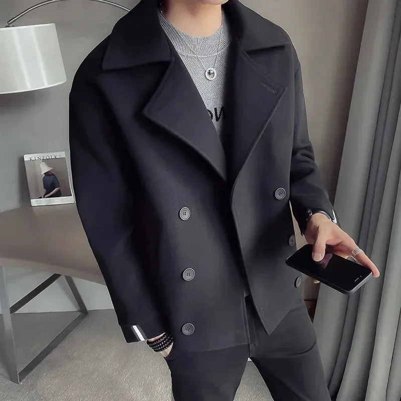 Autumn And Winter New Men's Trench Coat Jacket Casual Warm Wool Coat