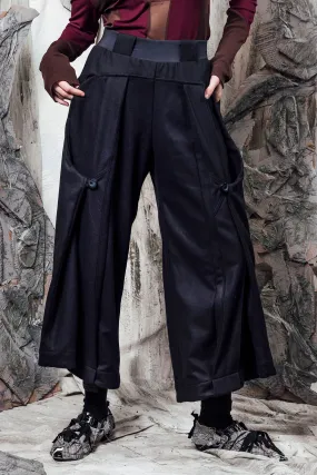 AW24 LYNDON BUTTON FLARE PANTS - DEEP INK