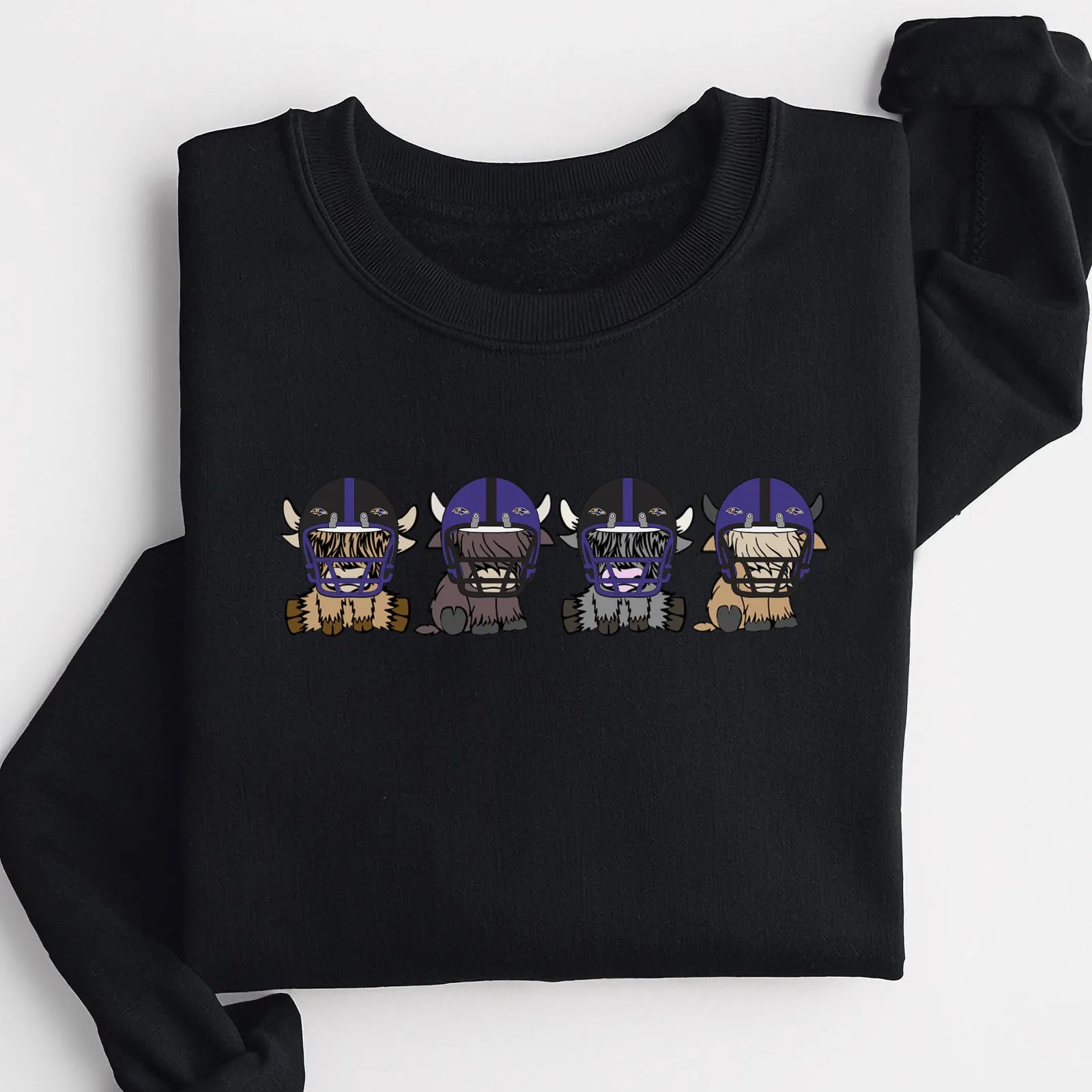 Baltimore Ravens Highland Cow Football Team Football Lovers Gift Unisex Crewneck Hoodie Sweatshirt