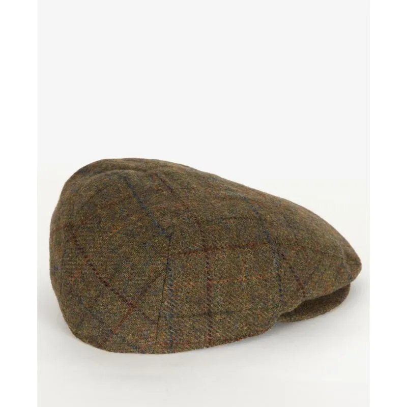 Barbour Cairn Mens Waterproof Tweed Cap - Olive/Blue/Red