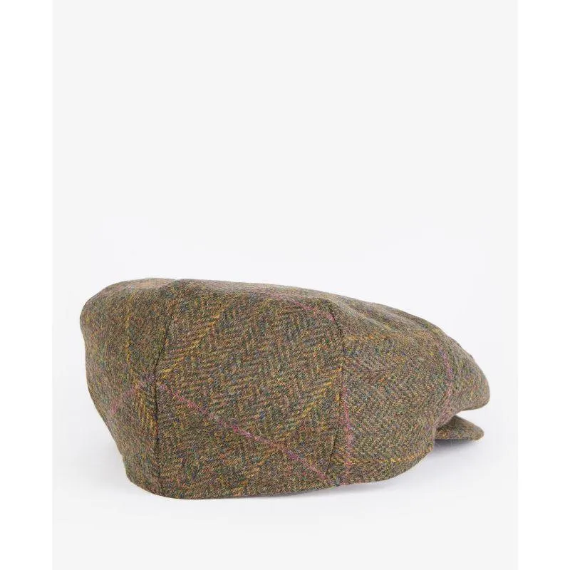 Barbour Cairn Mens Waterproof Tweed Cap - Olive/Purple/Red