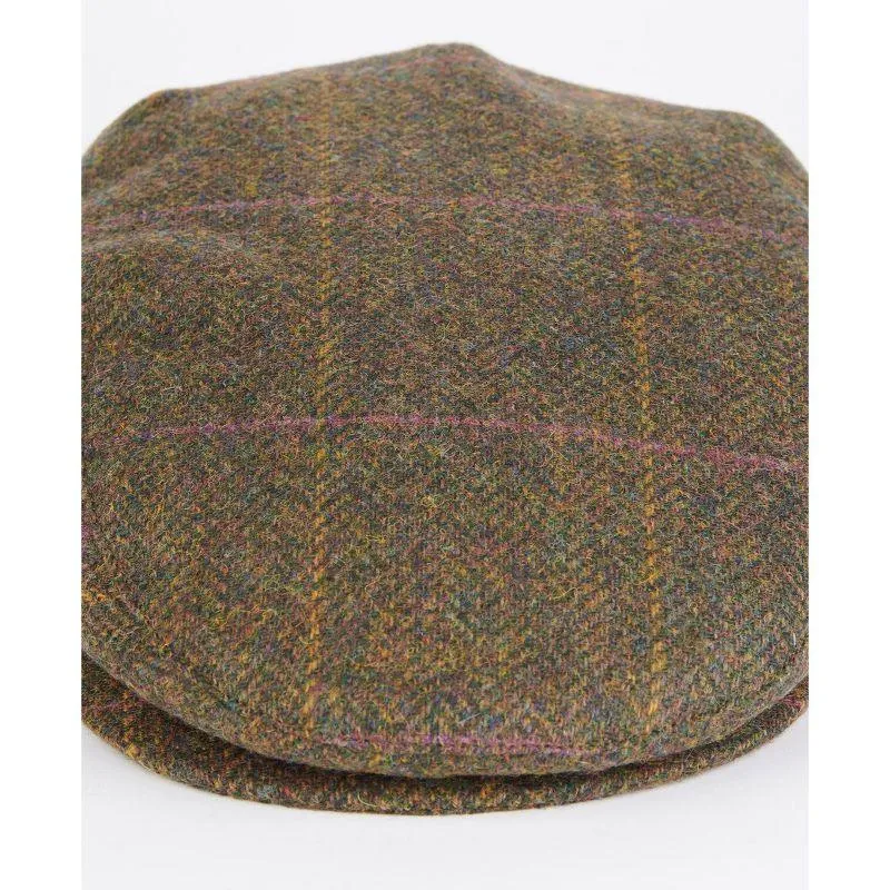 Barbour Cairn Mens Waterproof Tweed Cap - Olive/Purple/Red