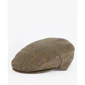 Barbour Cairn Mens Waterproof Tweed Cap - Olive/Purple/Red