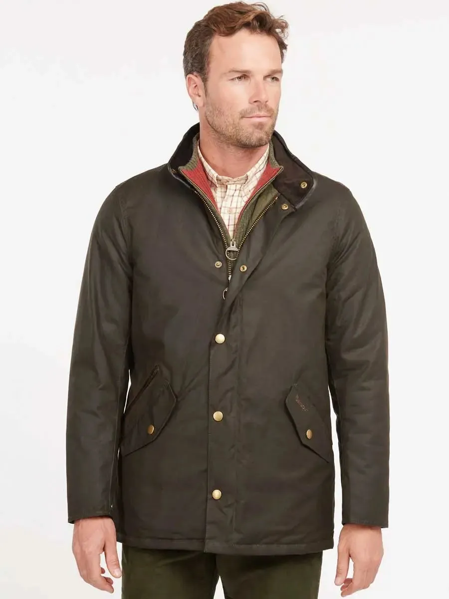 BARBOUR Prestbury Wax Jacket - Mens - Olive