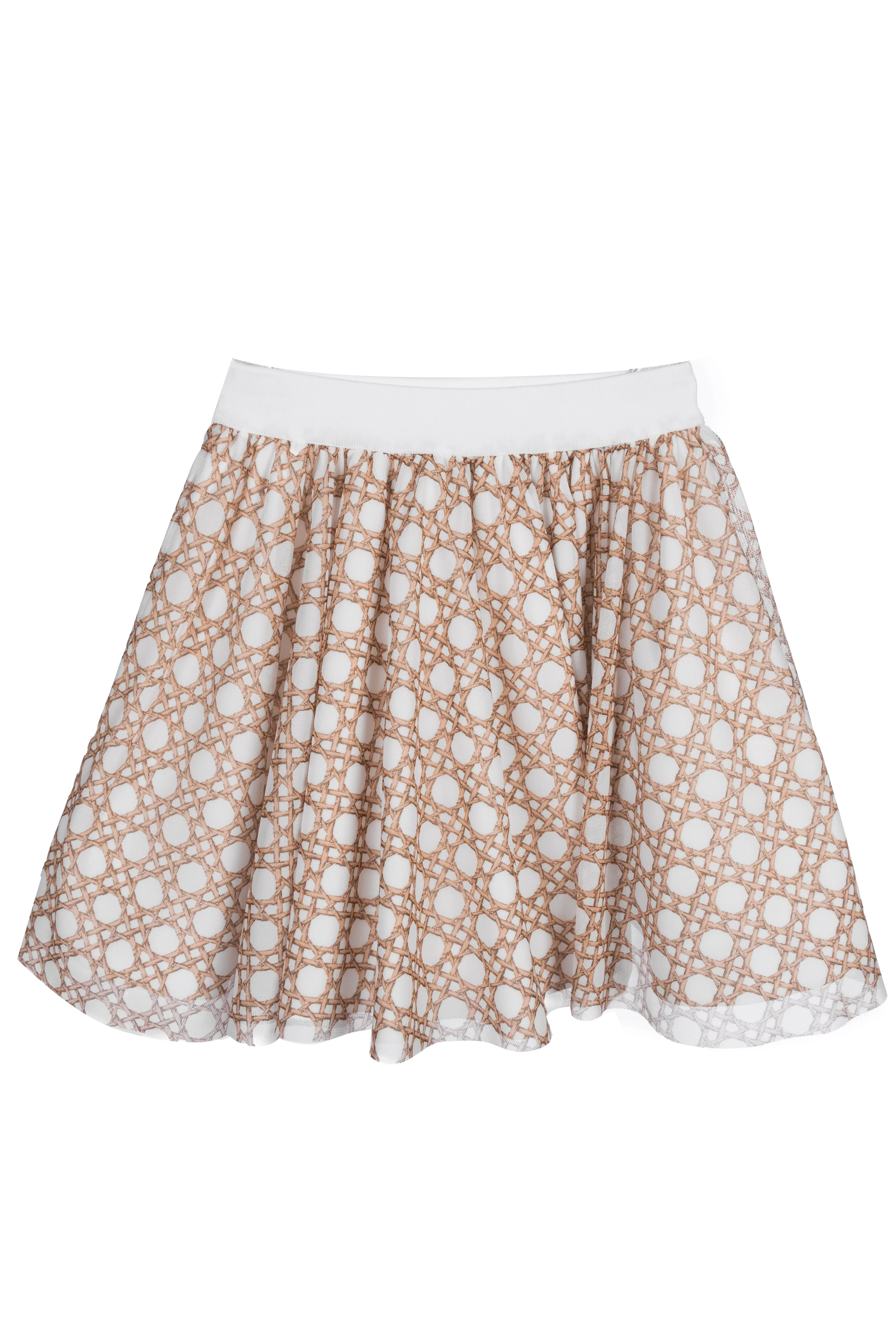 Beige Woven Print Skirt