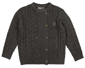 Belati Charcoal Cable Double Breasted Emblem Sweater