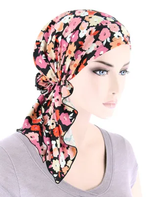 BELLA-899#The Bella Scarf Black Pink Mod Petite Floral