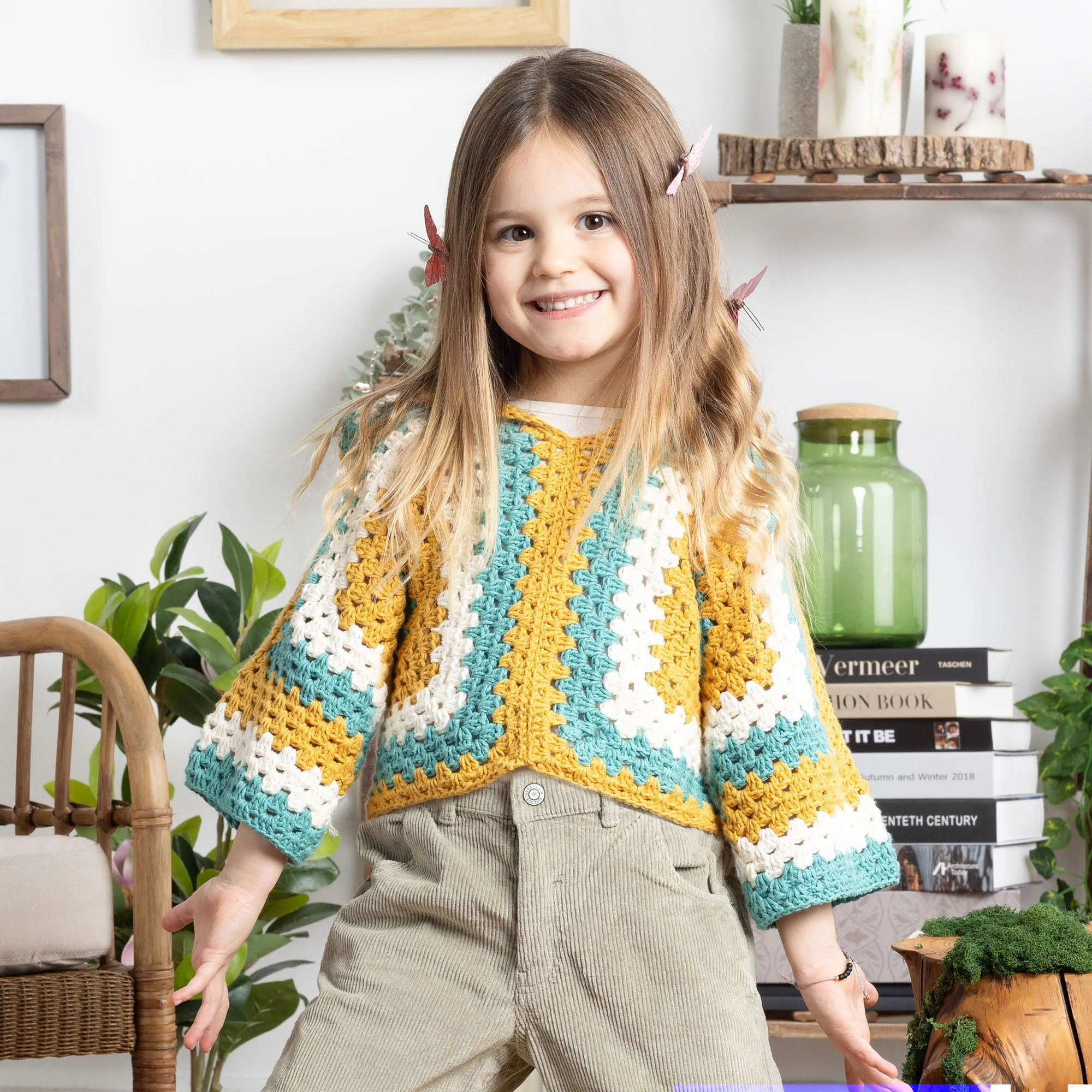 Bernat Crochet Kids Hooded Hexi Pullover