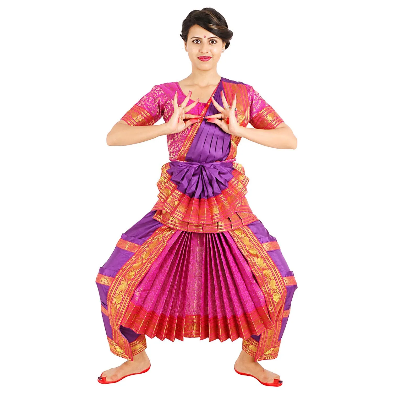 Bharatnatyam Brocade Costume Purple and Gold Professional Dance attire