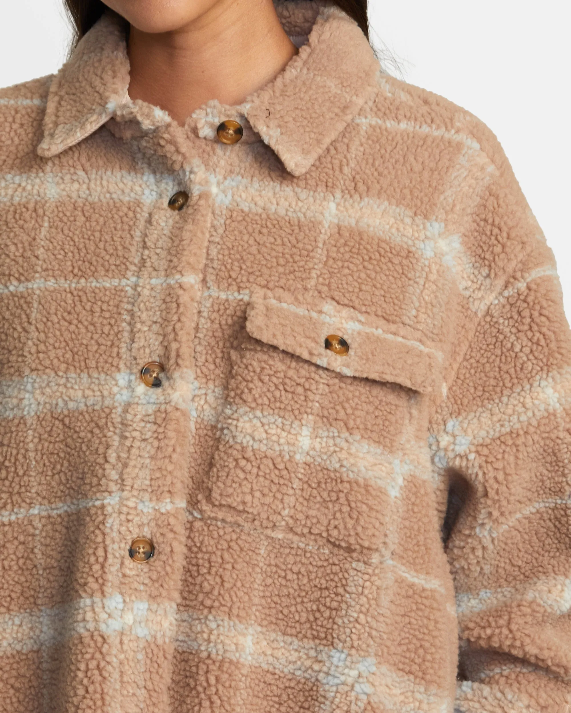 Birdie Shacket Flannel Jacket - Warm Taupe