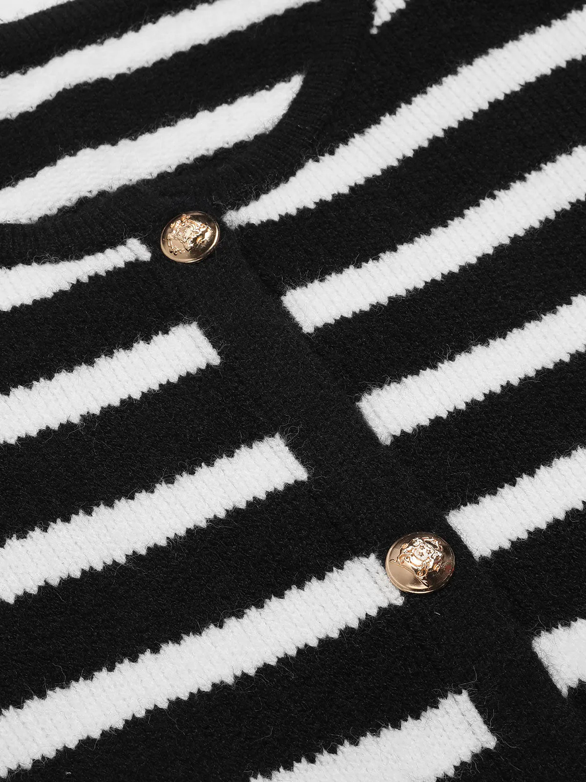 Black & White 1940s Stripe Knitted Cardigan