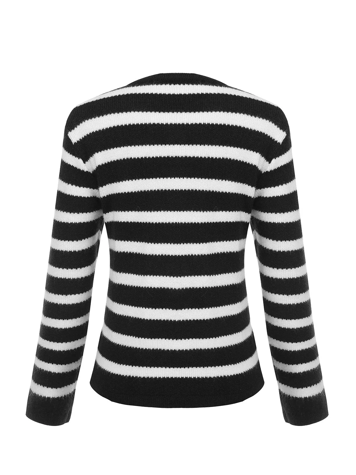 Black & White 1940s Stripe Knitted Cardigan