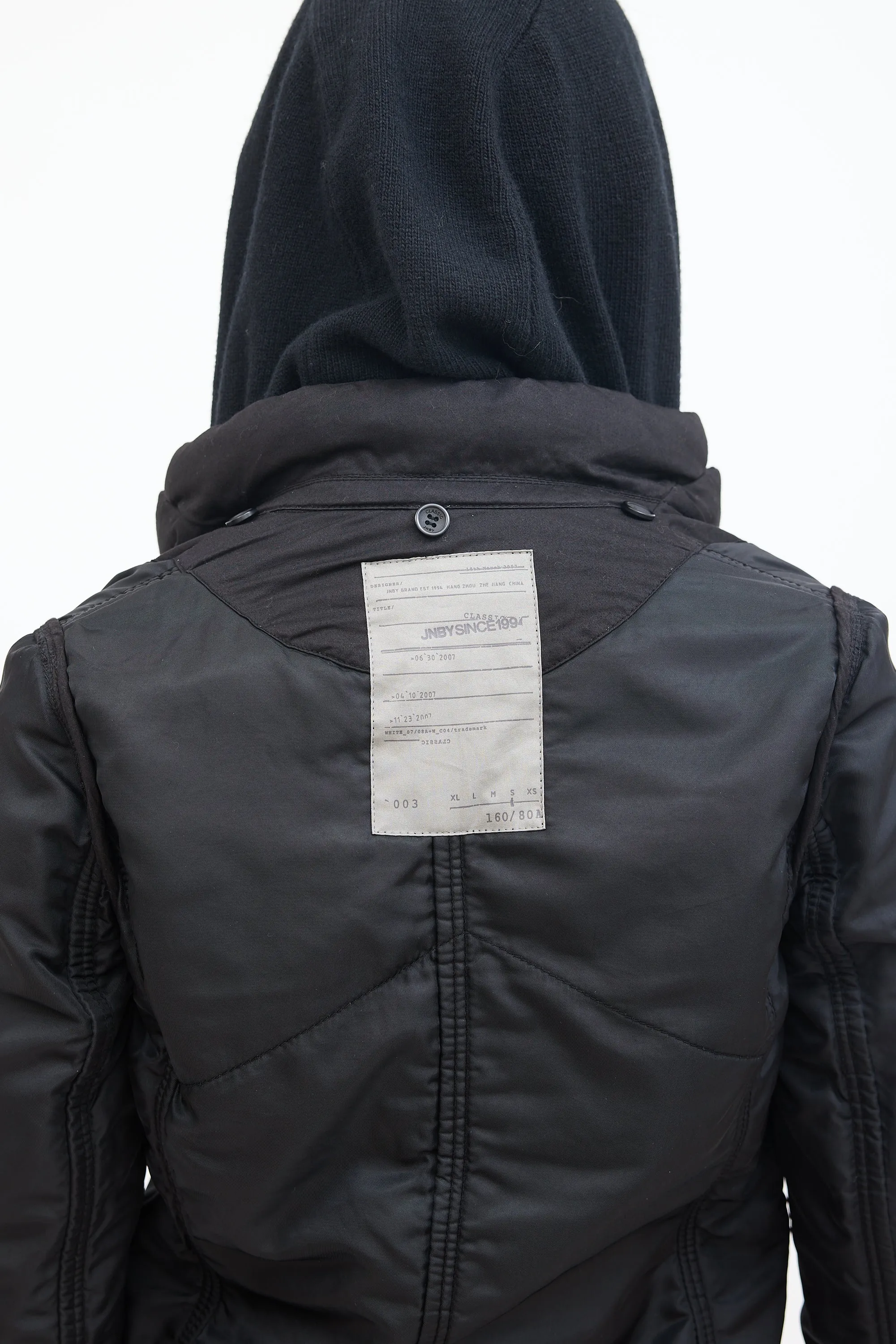 Black Cotton Detachable Hood Jacket