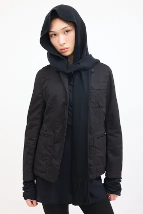 Black Cotton Detachable Hood Jacket