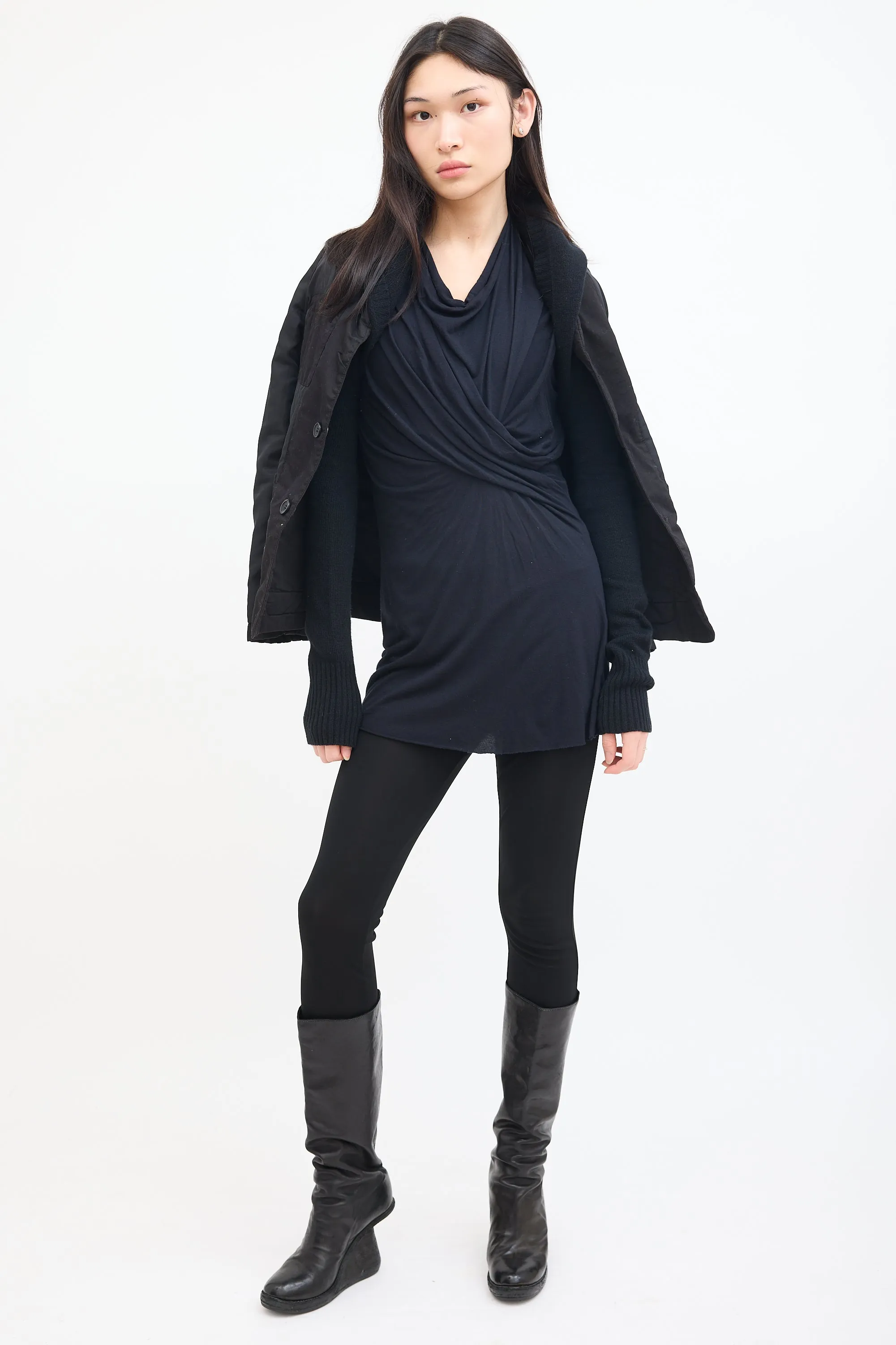 Black Cotton Detachable Hood Jacket