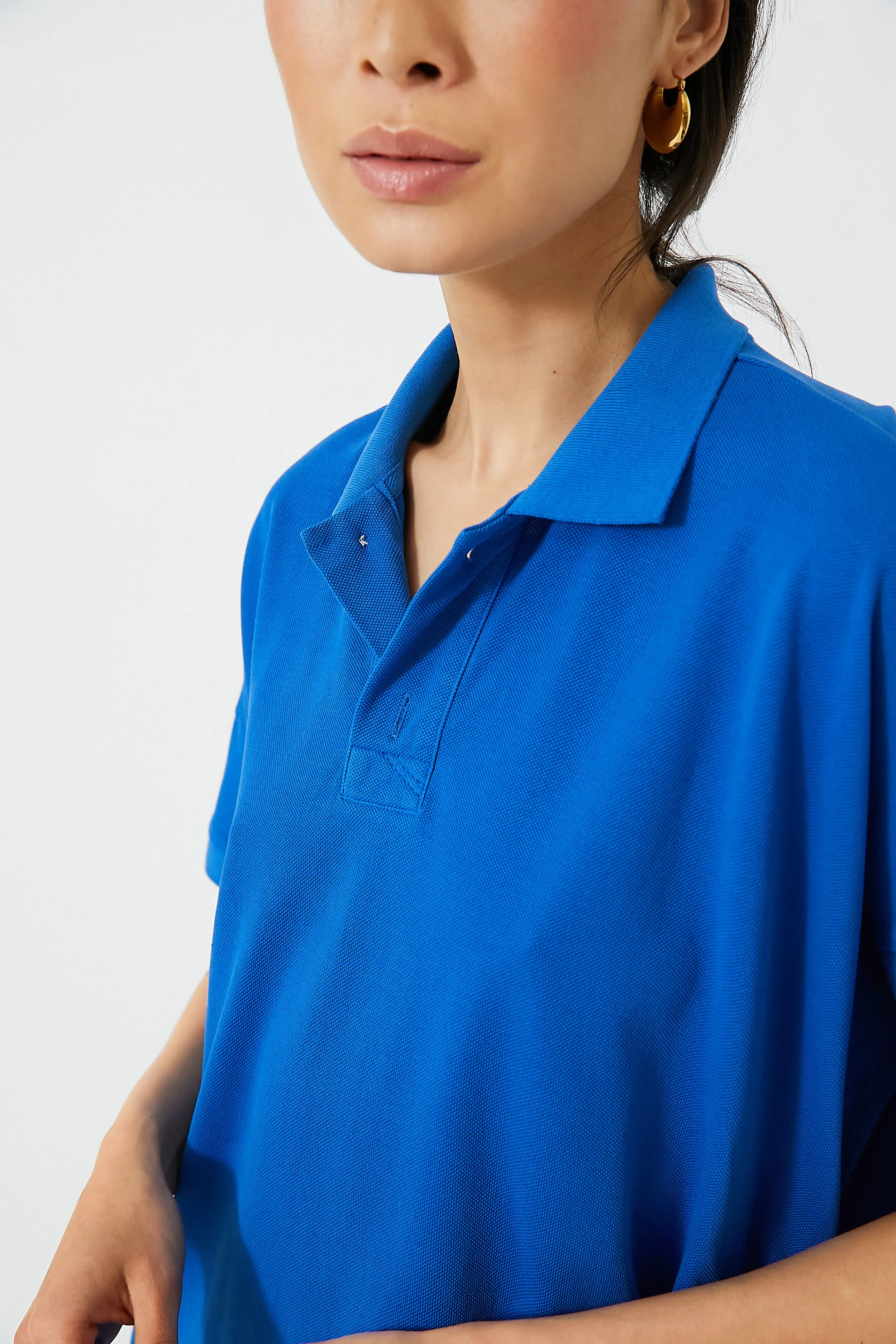 Blue Pique Teller Polo Dress