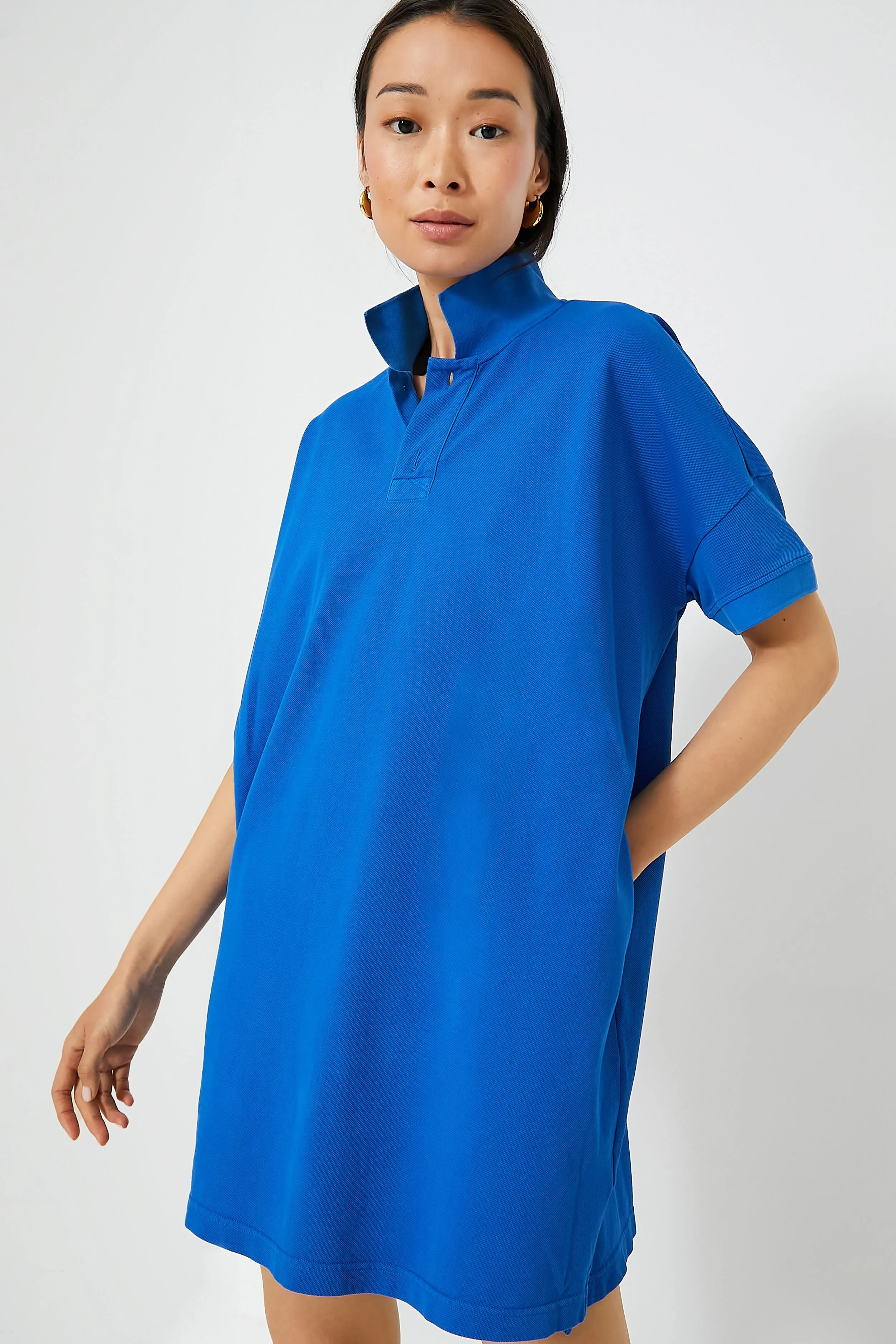 Blue Pique Teller Polo Dress