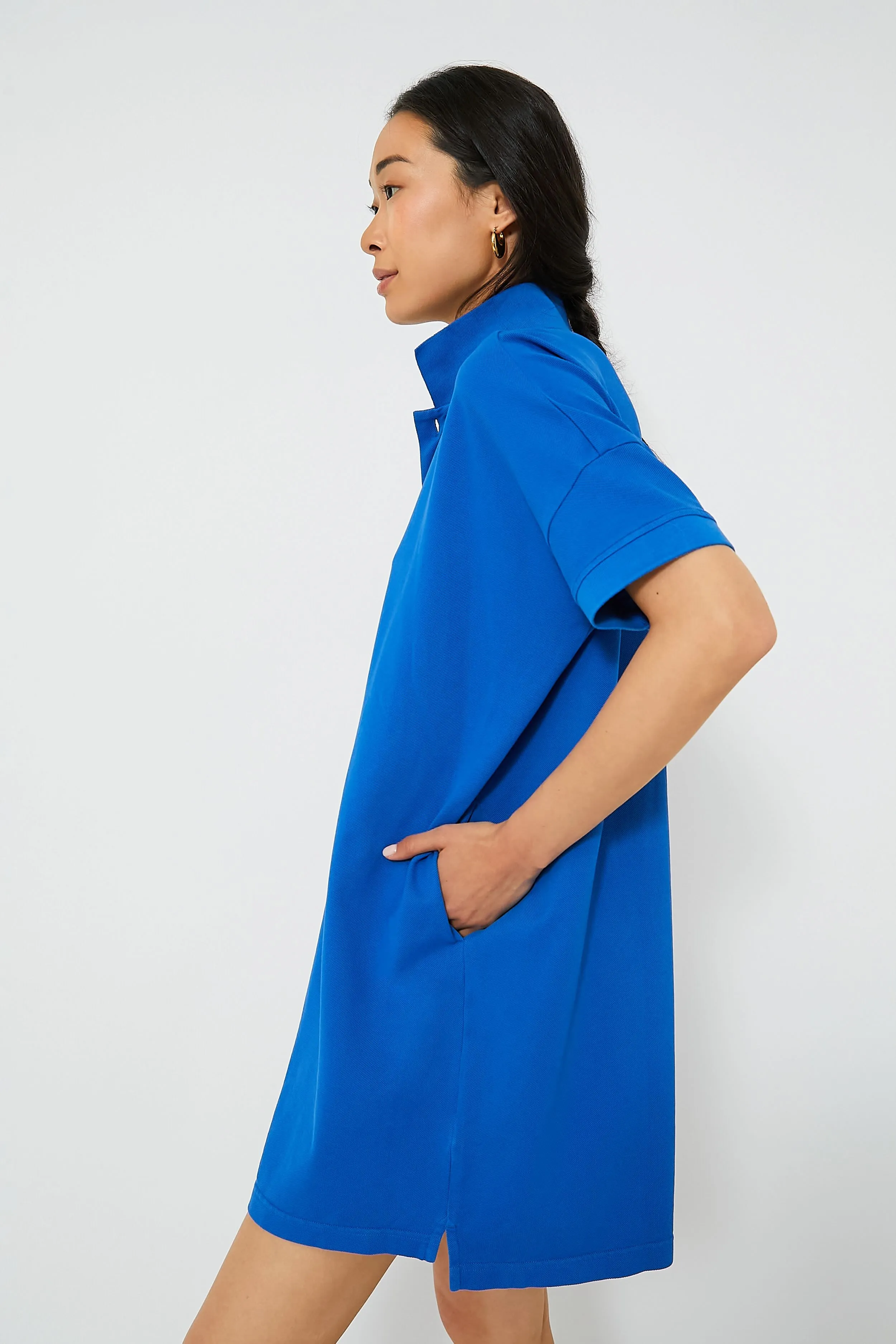 Blue Pique Teller Polo Dress