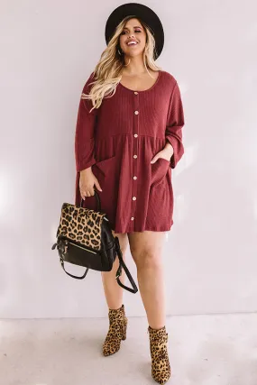 Bring On The Lattes Babydoll Tunic Dress In Aurora Red Curves