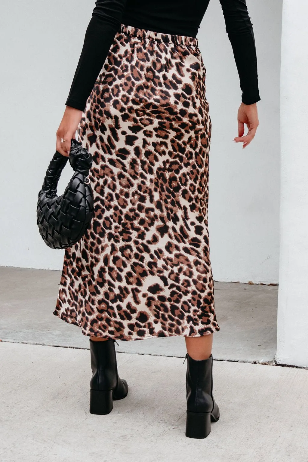 Brown Leopard Print Pencil Skirt