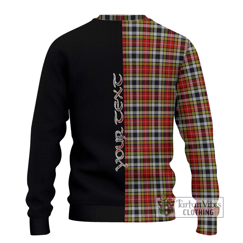 Buchanan Old Dress Tartan Ugly Sweater with Family Crest and Half Of Me Style