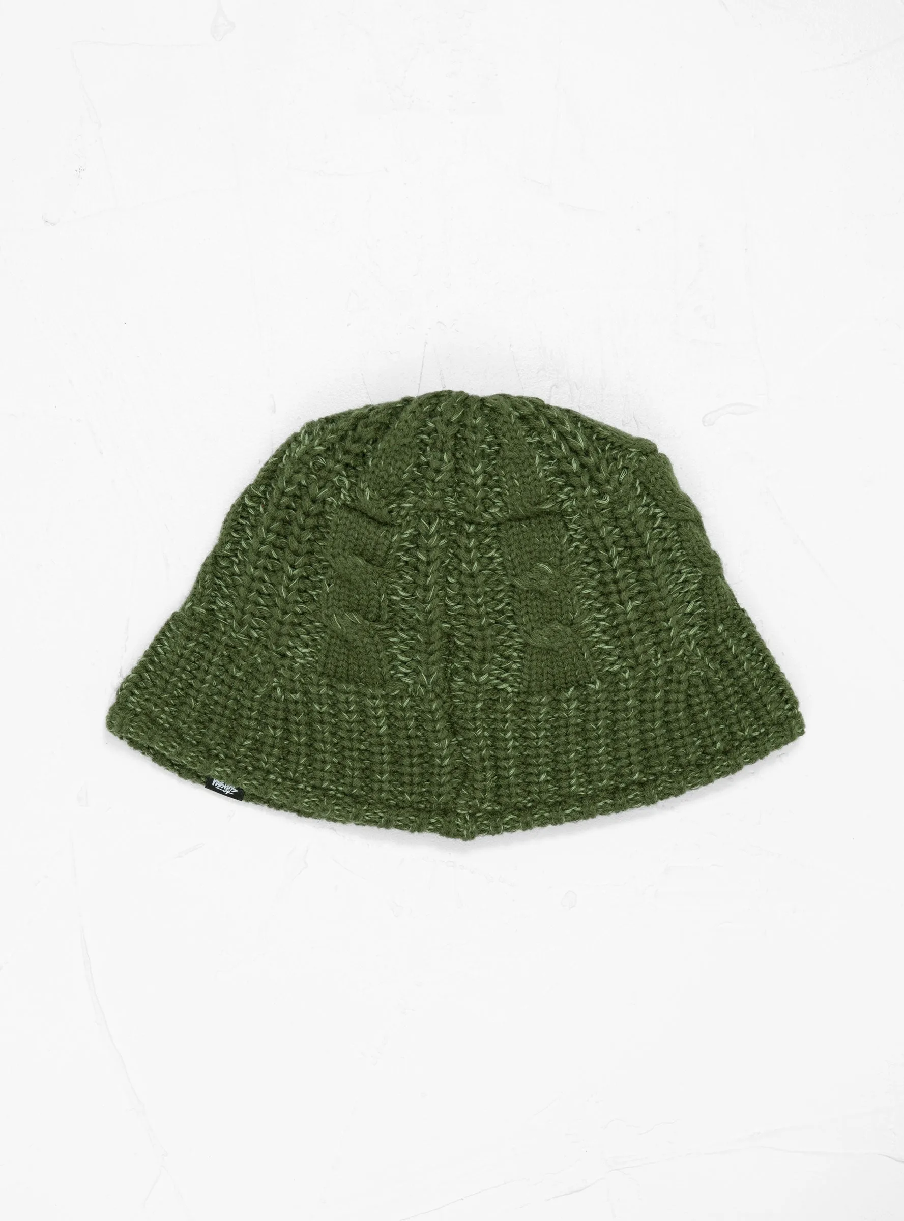 Cable Knit Bucket Hat Olive