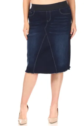 Calf Length Denim Skirt