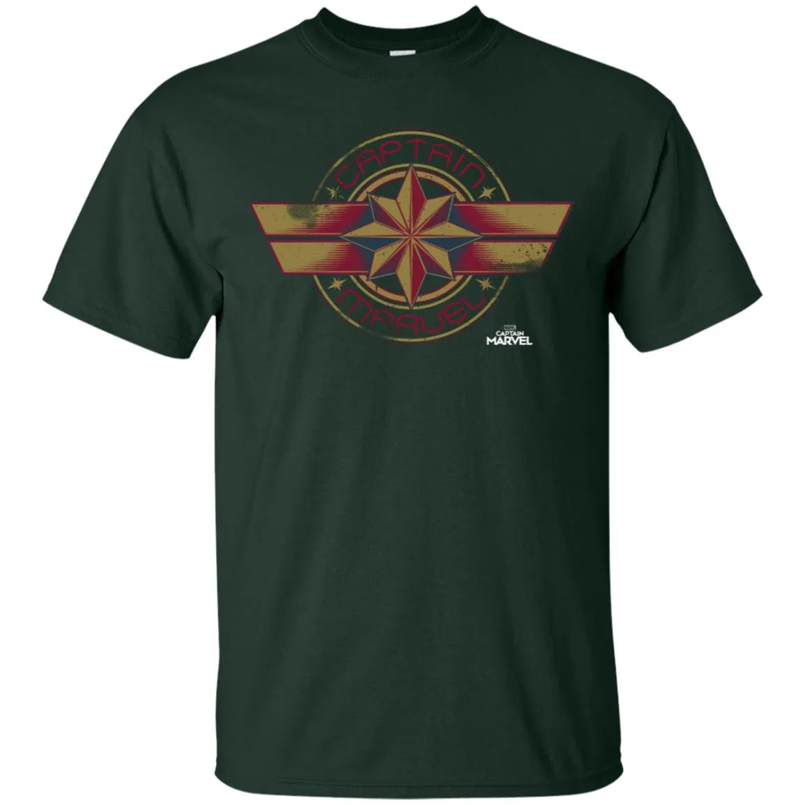 Captain Marvel Color Fade Circle Logo Badge Men Cotton T-Shirt