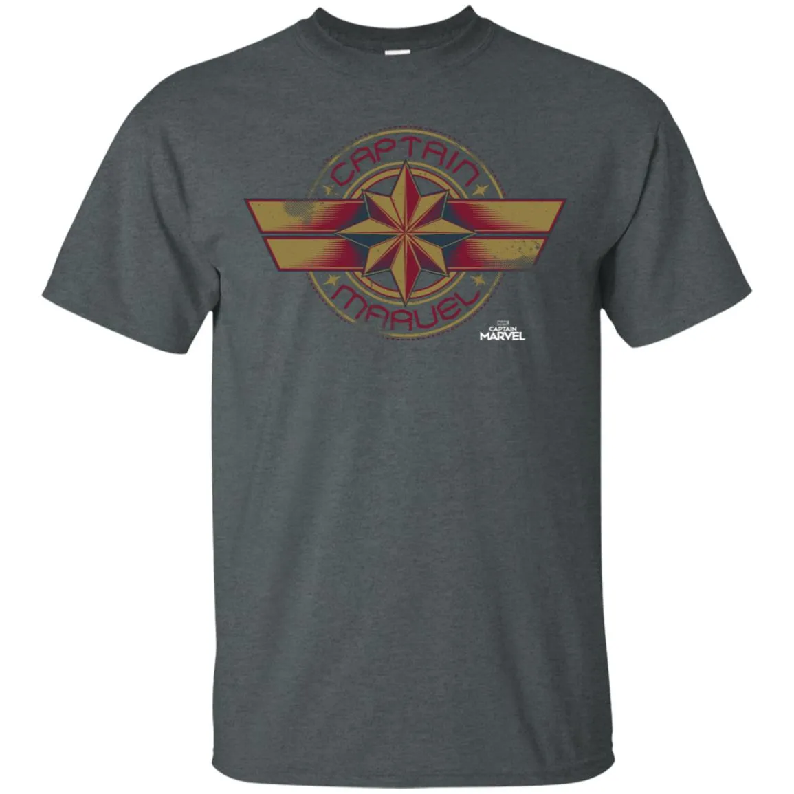 Captain Marvel Color Fade Circle Logo Badge Men Cotton T-Shirt