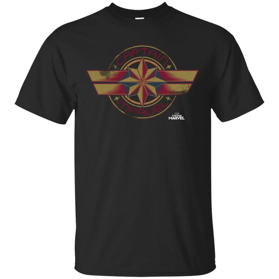 Captain Marvel Color Fade Circle Logo Badge Men Cotton T-Shirt