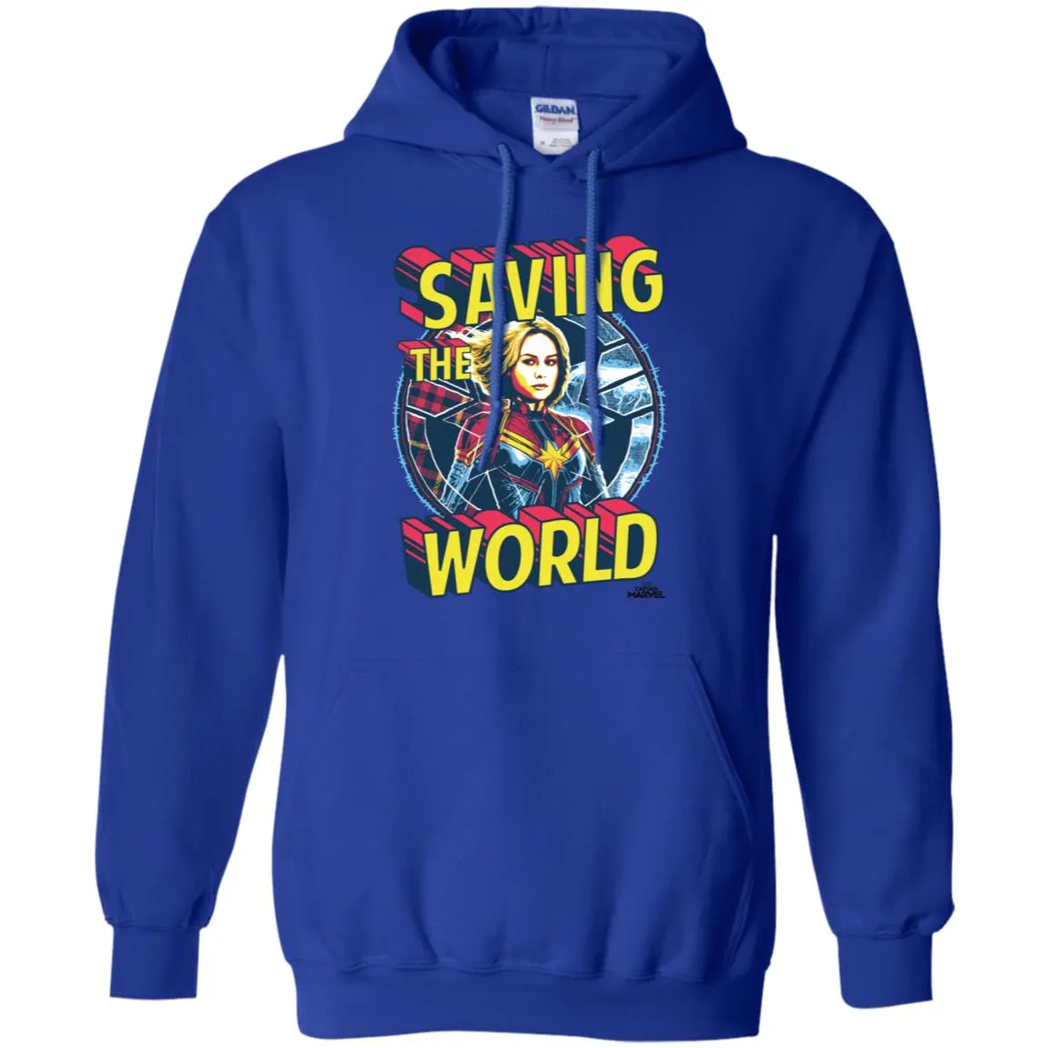 Captain Marvel Saving The World Portrait Pullover Hoodie Sweatshirt