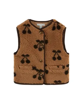 Caramel Kid Sherpa Sleeveless Jacket